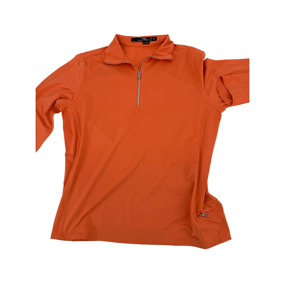 RLX Ralph Lauren Quarter Zip Pullover Womens Large Orange Athletic Golf Top